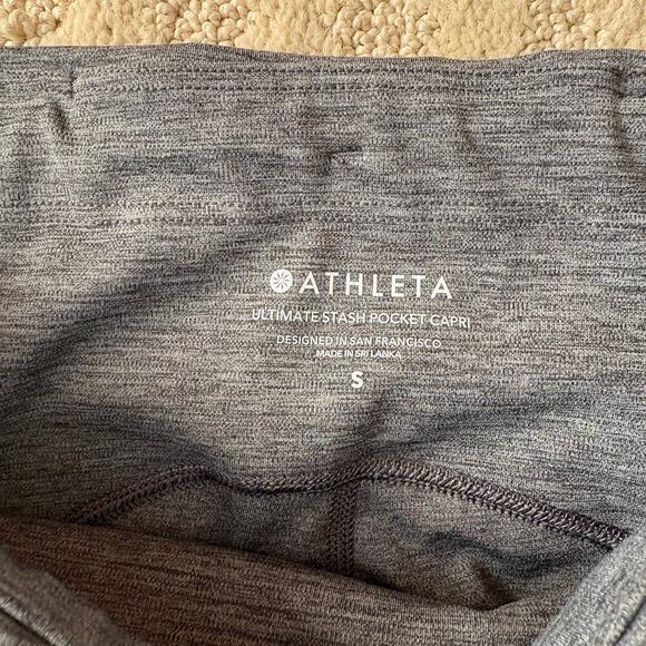 Athleta Ultimate Stash Pocket Capri Leggings Size S, 21" Inseam EUC Heather Gray - Picture 2 of 5